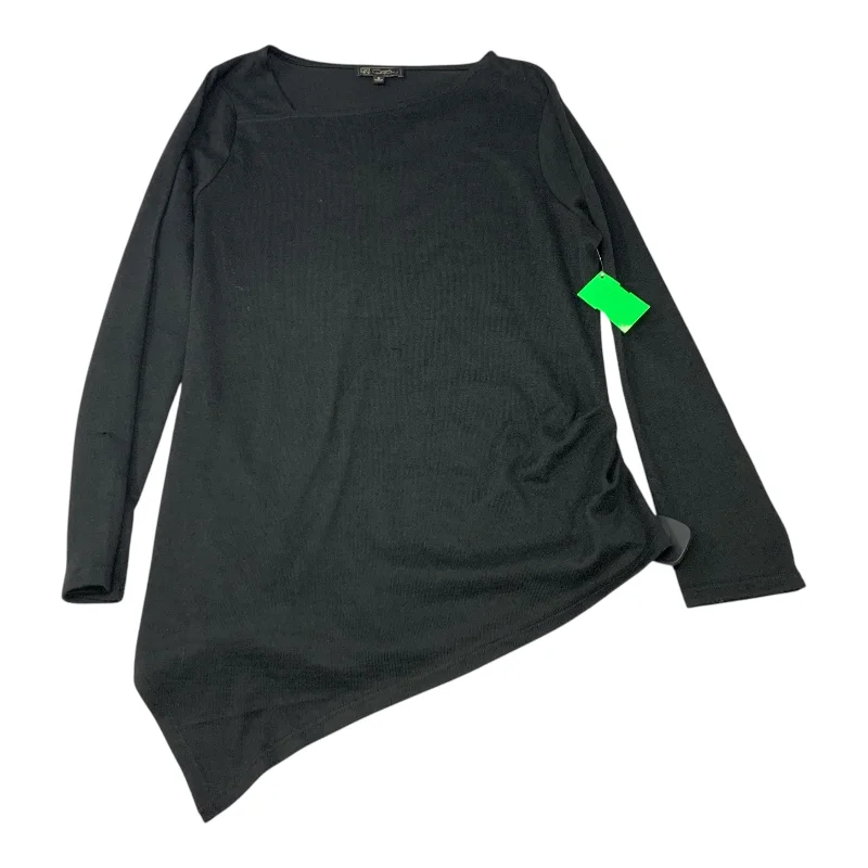 Women's Blouse with Collarless DesignTop Long Sleeve By Diane Gilman In Black, Size: S