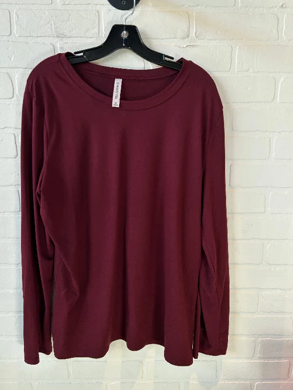 Women's Blouse with Rounded CollarTop Long Sleeve Basic By Zenana Outfitters In Red, Size: 3x