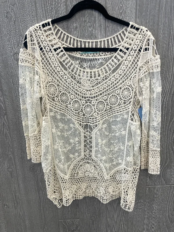 Women's Blouse with Long LengthTop Long Sleeve By Maurices In Cream, Size: M