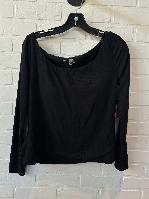 Women's Blouse with Shawl CollarTop Long Sleeve By Soma In Black, Size: L