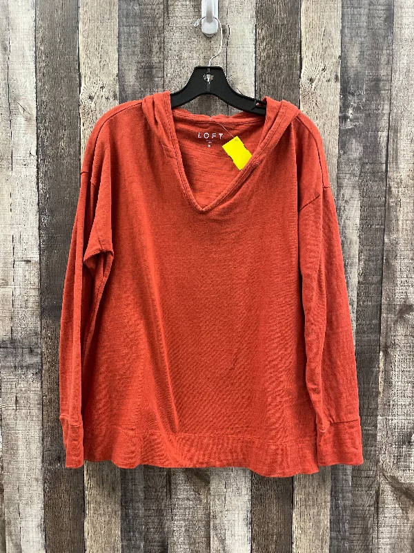 Women's Blouse with Rounded CollarTop Long Sleeve By Loft In Orange, Size: M