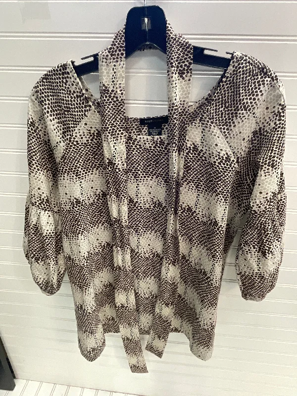 Women's Blouse with Sweetheart NeckTop 3/4 Sleeve By Bcbgmaxazria In Snakeskin Print, Size: M