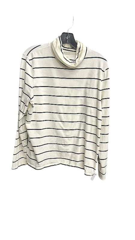Women's Blouse with Sweetheart CollarTop Long Sleeve By Talbots In Striped Pattern, Size: Xl