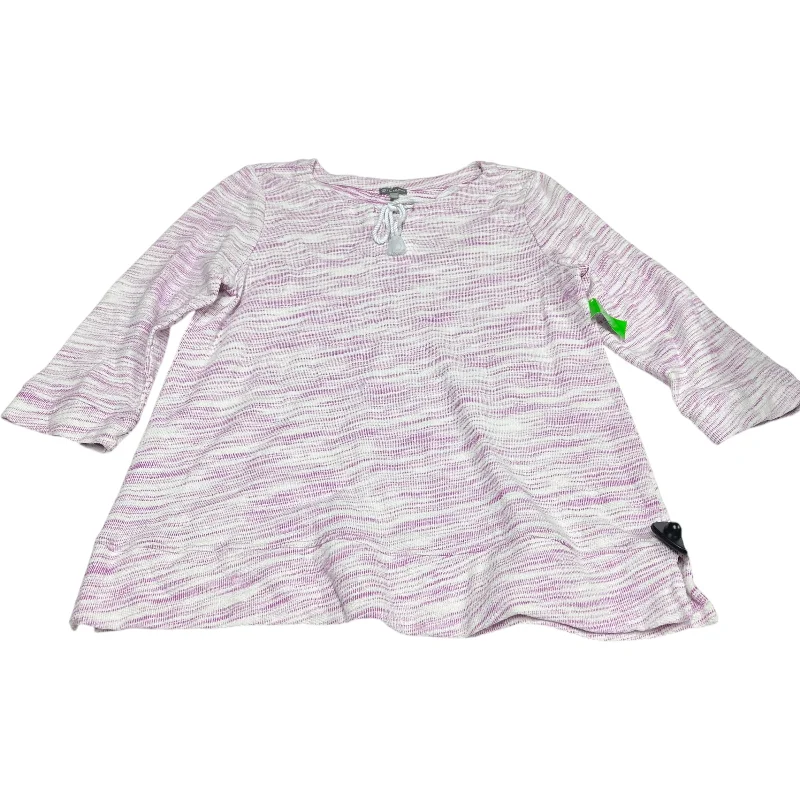 Women's Blouse with Shirt CollarTop Long Sleeve By Talbots In Purple, Size: Xl