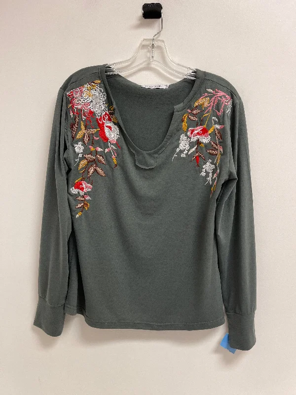 Women's Blouse with ButtonsTop Long Sleeve By Misslook In Grey, Size: M