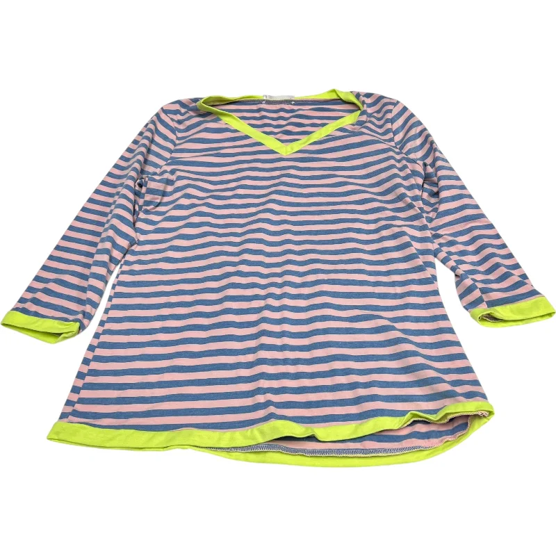 Women's Blouse with Shawl CollarTop Long Sleeve By Poetsky In Blue & Green, Size: M