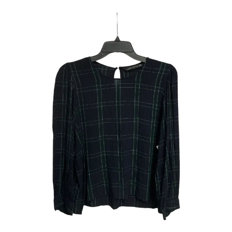 Women's Blouse with Gathered SleevesTop Long Sleeve By Zara Women In Multi-colored, Size: M