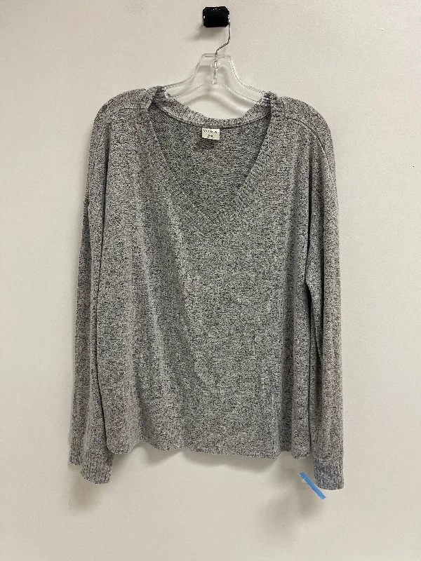 Women's Blouse with Narrow CollarTop Long Sleeve By Soma In Grey, Size: 2x