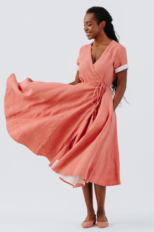 Women's Sweetheart-Back DressesWrap Dress, Short Sleeve