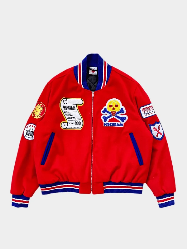 men's waterproof leather jacketIcecream Varsity Jacket