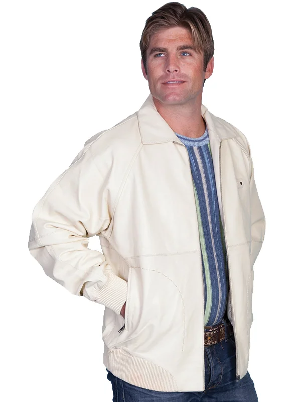 men's waterproof parka coatScully Leather Mens A2 Bomber Lamb Jacket Zip Front Cream