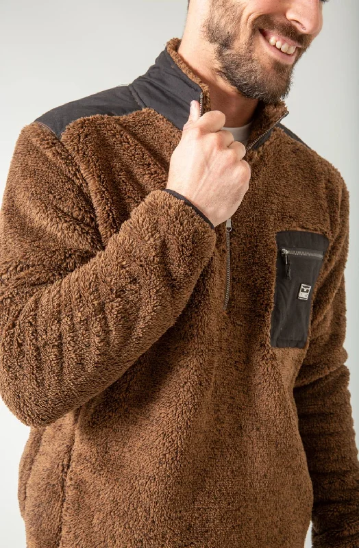 men's leather jacket with pockets and zippersKimes Ranch Mens Whiskey Sweater Brown Fleece Fleece Jacket