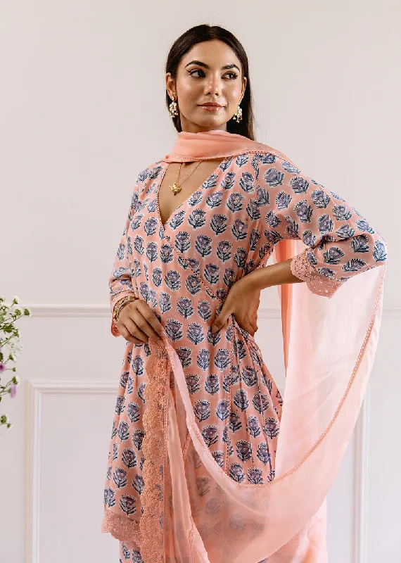 hats with built-in fans for hot weatherPeach Angrakha with Palazzo Pant Set