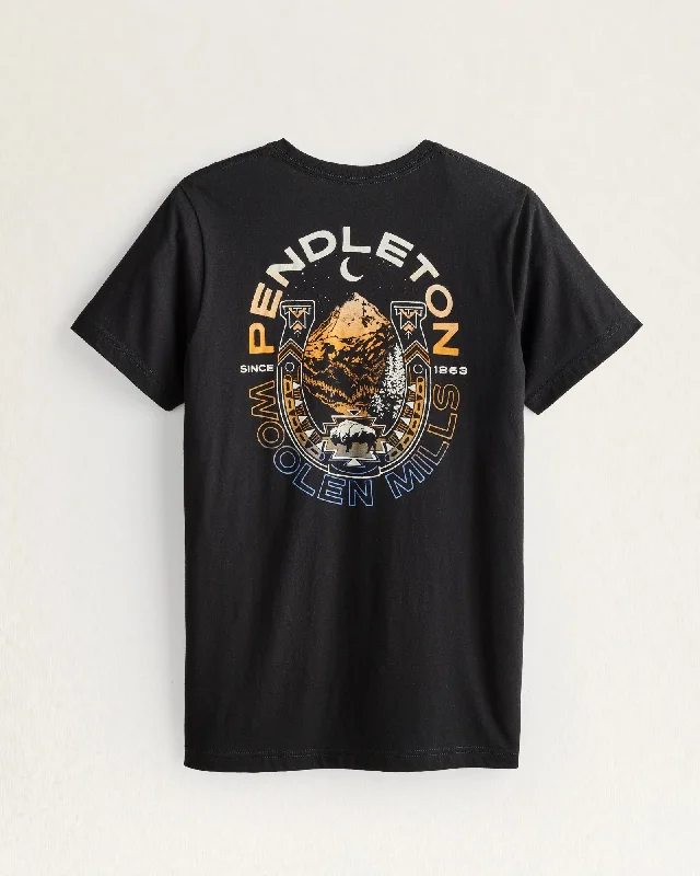 men's down-filled puffer jacketMen's Twilight Ranch Logo Graphic Tee