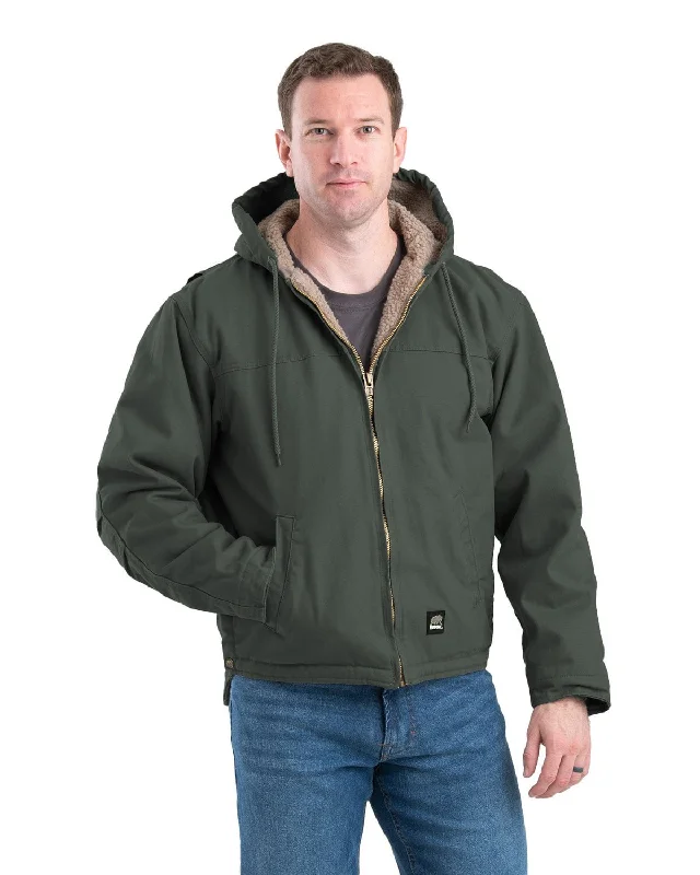 men's tailored blazer with ventBerne Mens Heartland Washed Hooded Moss 100% Cotton Chore Jacket