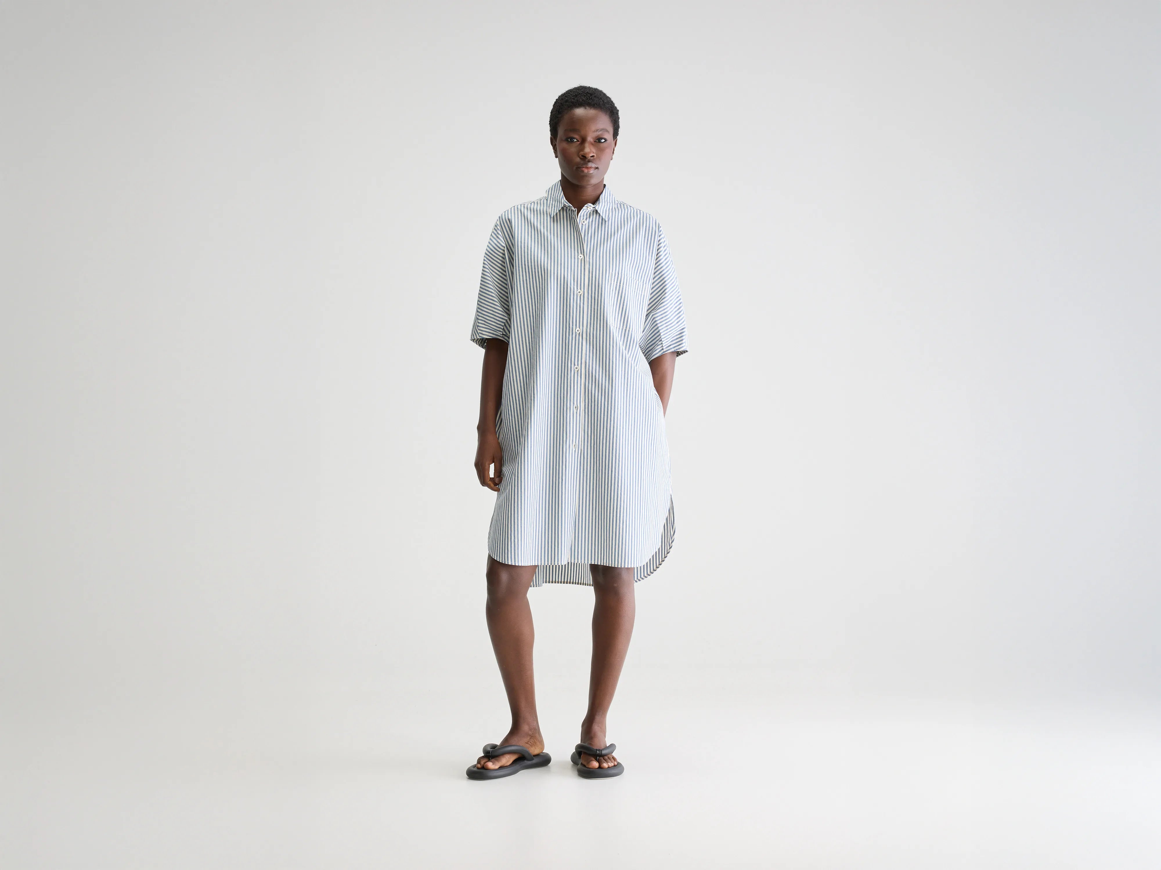 Women's High Collar DressesJeanne shirt dress (251 / W / STRIPE A)