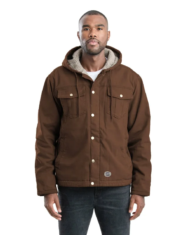 men's padded hooded coatBerne Mens Vintage Washed Sherpa-Lined Hooded Bark 100% Cotton Jacket