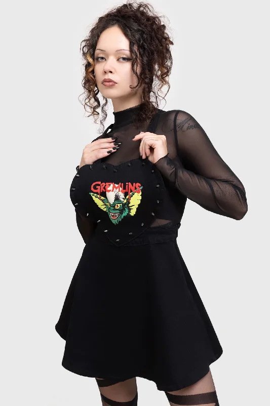 Women's Notched Collar DressesGremlin Stripe Pinafore Dress
