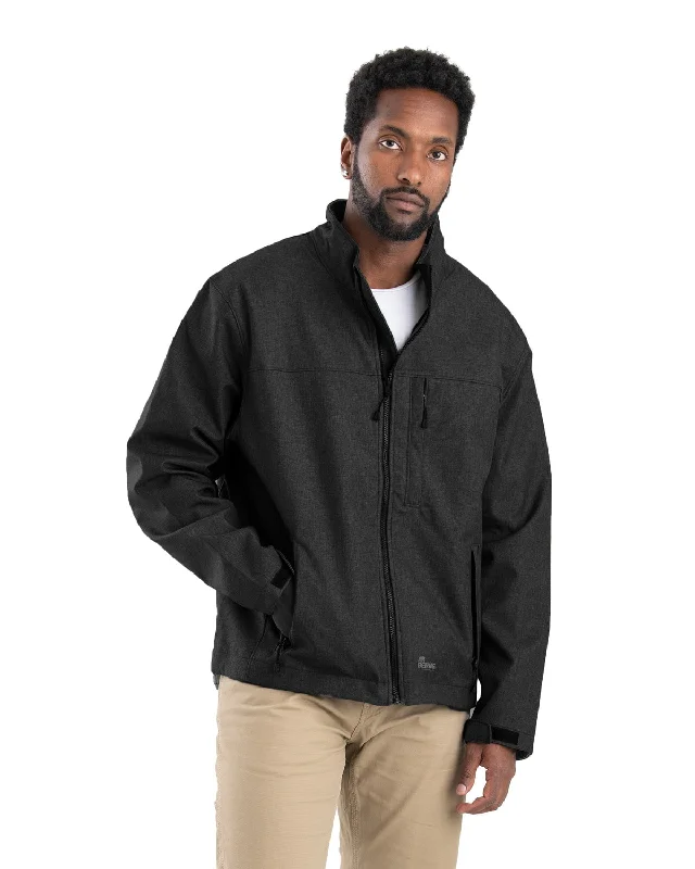 men's tailored blazer with ventBerne Mens Highland Black Polyester Softshell Jacket