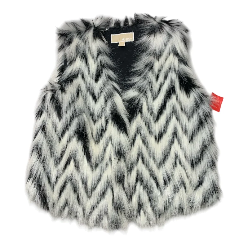 Women's Coats with Fur Trimmed ZipperVest Faux Fur & Sherpa By Michael By Michael Kors In Black & White, Size: Xs