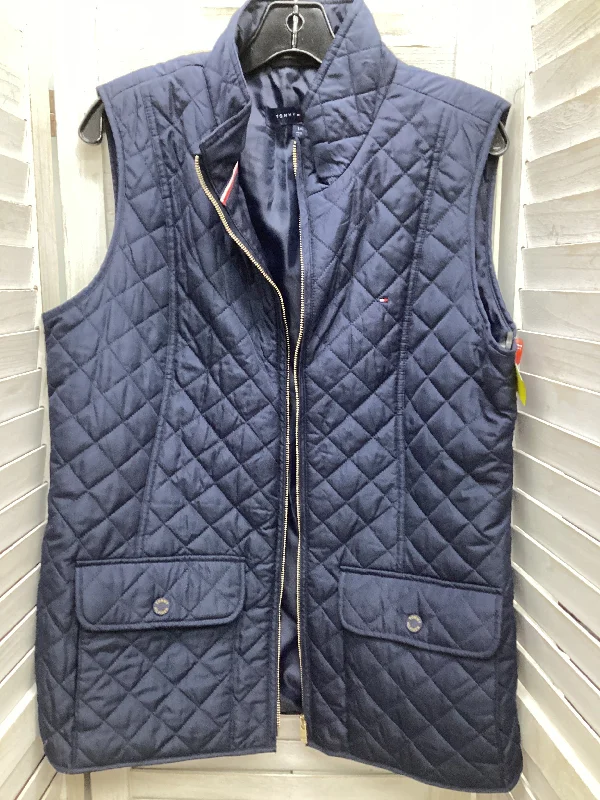 Women's Coats with Fur Trimmed ZipperVest Puffer & Quilted By Tommy Hilfiger In Navy, Size: L