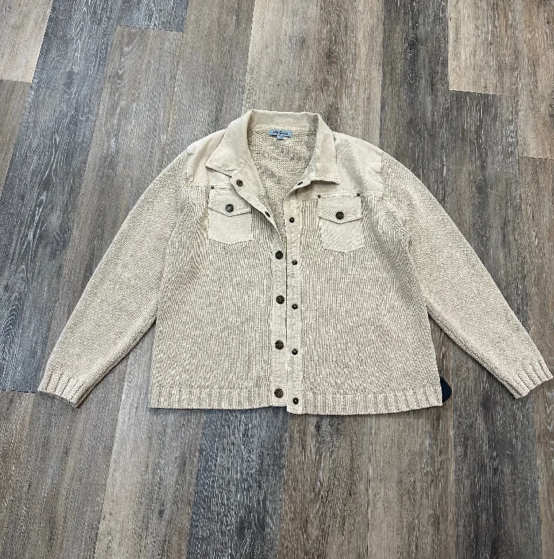 Women's PeacoatsJacket Shirt By Pbj Blues In Tan, Size: M
