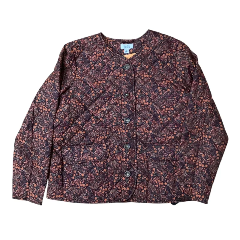 Women's Coats with Fur Trimmed CollarJacket Puffer & Quilted By Croft And Barrow In Floral Print, Size: L