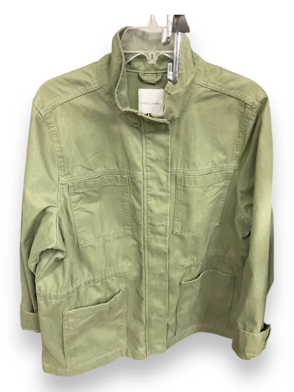 Women's Coats with Fur Trimmed CollarJacket Utility By Vintage America In Green, Size: Xl