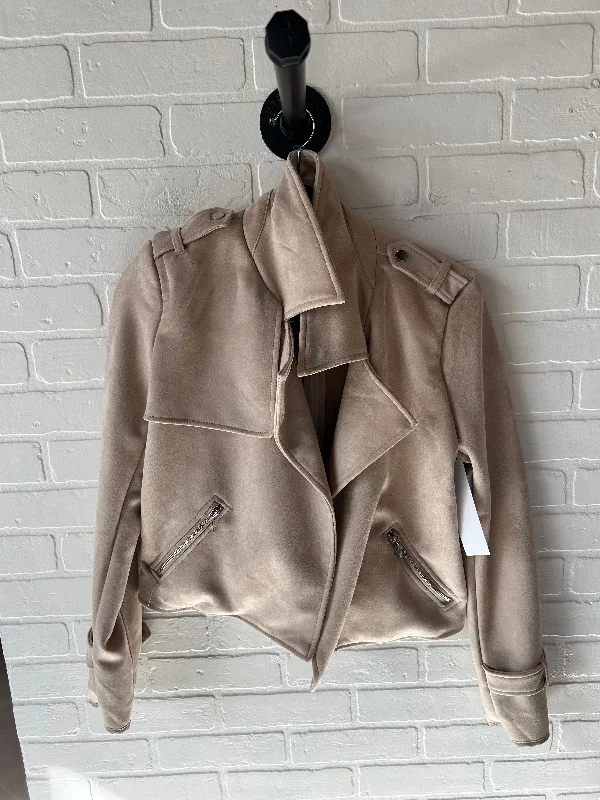 Women's Coats with ZipperJacket Other By Cmb In Tan, Size: S